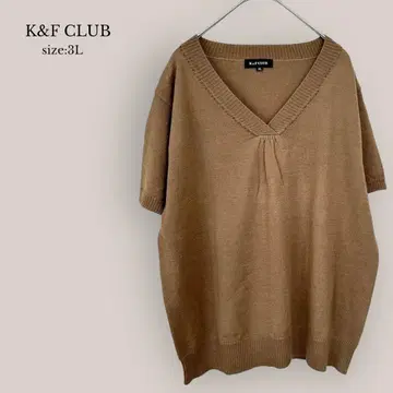 K&F CLUB 새상품급 반팔 스웨터 V넥 빅 사이즈 울 혼방 3L