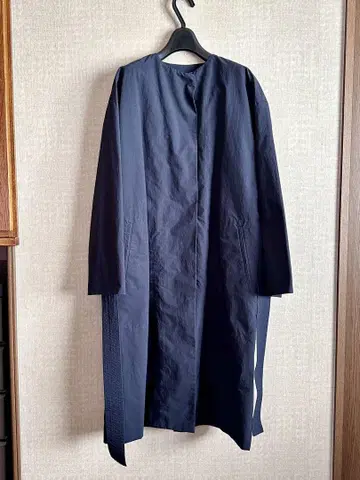 네이비 벨트 롱 코트