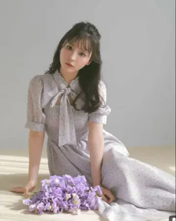 evelyn 에블린 도트 롱 OP 원피스 IGY 아이스 그레이