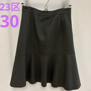 23구 작은 사이즈 30 카키 플레어 스커트 울 100%