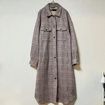 ZARA 롱 코트 체크 결혼식 하객룩 출퇴근 성인식