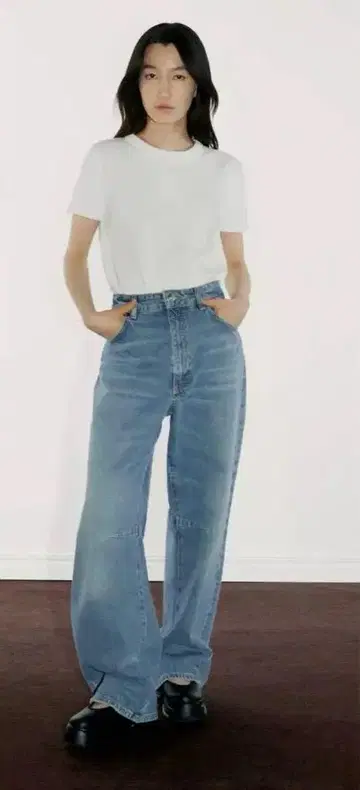 ZARA TRF 배기 벌룬 데님 미드 라이즈 풀렝스
