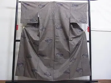 기모노 유 본바 오시마 명주 7말 색지 꽃 문양 순수 실크 46