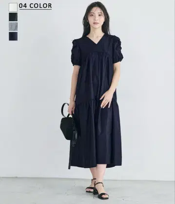 베이스먼트 퍼프 슬리브 원피스 네이비 프리 사이즈