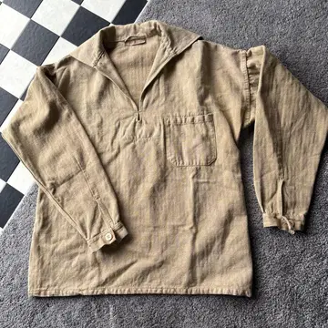 M48 밀리터리 세일러 헤링본 직조 베이지 풀오버 뒷주머니 포함