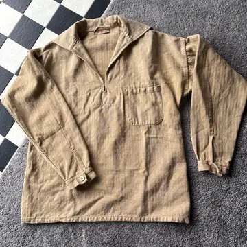 M48 밀리터리 세일러 헤링본 직조 베이지 풀오버 뒷주머니 포함