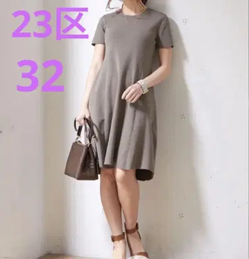 23구 작은 사이즈 32 카키 반팔 원피스