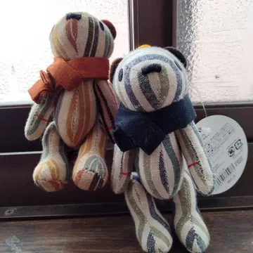 스트라이프 곰 봉제 인형 2개 세트