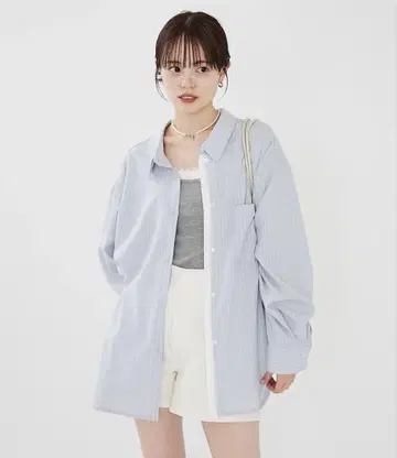 mystic 레이어드 스트라이프 드로스트 셔츠