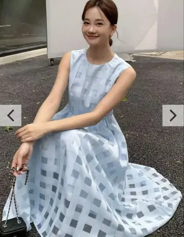 벌스데이 바쉬 SHEER CHECK NS FLARE DRESS