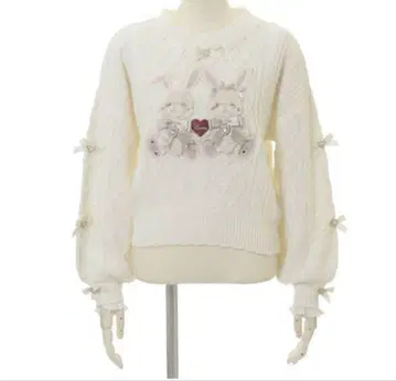 LIZLISA Twin Bunnies 니트탑 화이트