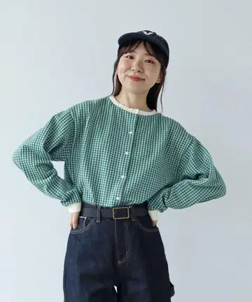 팰리시 깅엄 자카드 루즈핏 가디건