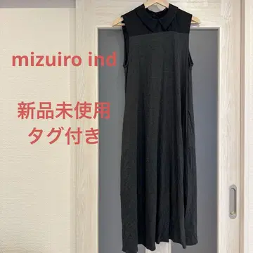 mizuiro ind 슬리브리스 원피스 코튼 그레이 무지 블랙