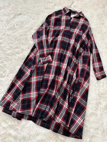 달리아 셔츠 원피스 오버 사이즈 체크 무늬 일본제