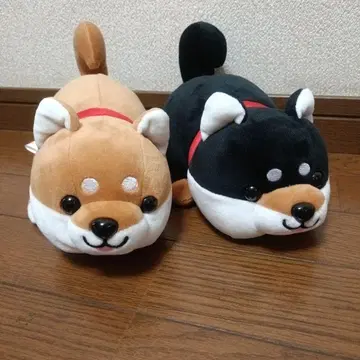 해피 마메시바 시바견 봉제 인형 세트 (블랙 시바, 레드 시바)