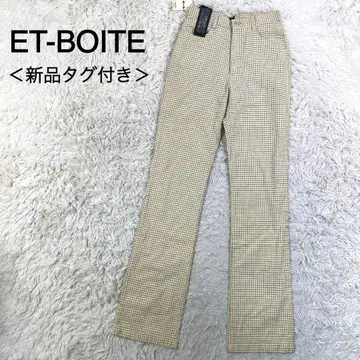 [ 정가 7,900엔 ] ET-BOITE 베이지 체크 무늬 캐주얼 팬츠