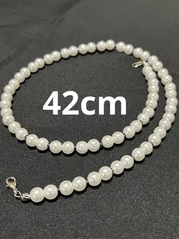 화이트 펄 목걸이 약 42cm