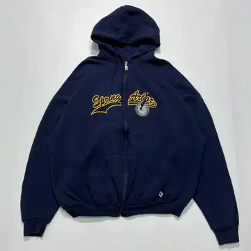 90s 러셀 풀 집업 후드티 2XL 네이비 칼리지 5677