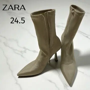 ( ZARA ) 지퍼 달린 가죽 부츠 24.5cm