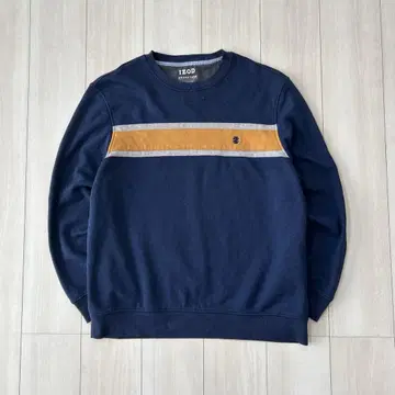 IZOD 원포인트 로고 보더 라인 맨투맨 네이비 XL 상당