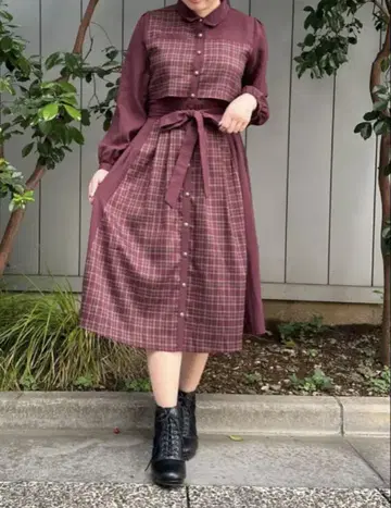 axes femme 체크 원피스