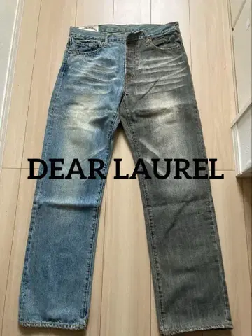 그라데이션 데님 팬츠 인조 모피 포함