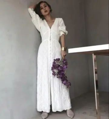 ameri MEDI CRUMPLE COTTON LACE DRESS