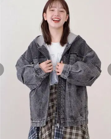 mililopiulu 새상품 케미컬 데님 쭈리 후드티