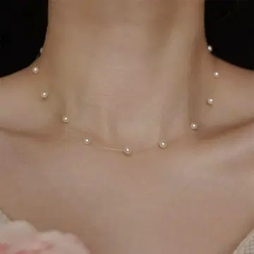 클리어 와이어 펄 스테이션 목걸이 4mm