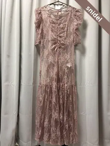핑크 꽃무늬 레이스 롱 원피스 반팔