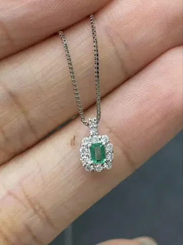 PT 에메랄드 0.09ct 다이아몬드 목걸이 새상품