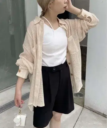 [ CAPRICIEUX LE'MAGE ] 메쉬 셔츠 베이지