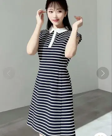 허리 턱 폴로 원피스 ( NVY )