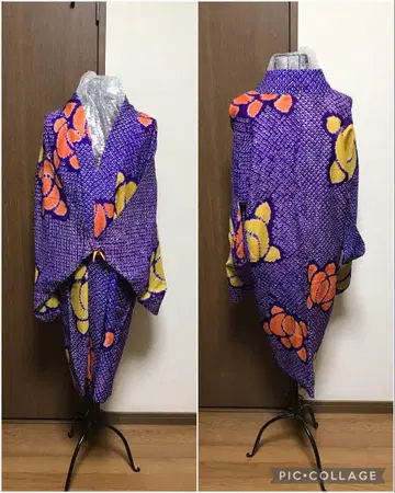 조임 겉옷 앤티크!! 보라색 사슴 무늬 귤 문양 끈 포함