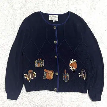90s 빈티지 니트 가디건 승마 그로브 안장 부츠 자수