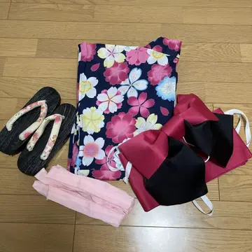 꽃무늬 유카타 3점 세트