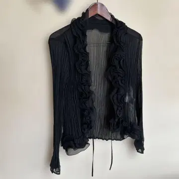프릴 장식 시스루 가디건 블랙 SPECCHIO