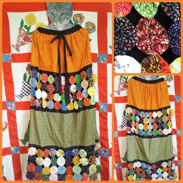 70sVintage 70s 패치워크 요요 퀼트 스커트