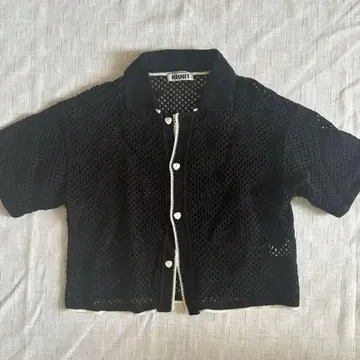 NKNIT 메쉬 블랙 가디건 반팔