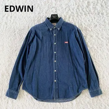 레어 EDWIN 에드윈 스몰 박스 로고 데님 셔츠 긴팔