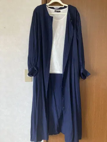 네이비 긴팔 롱 원피스