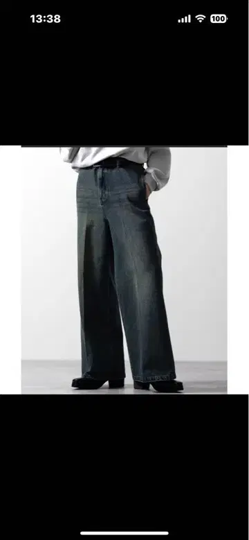 CLEL 빈티지 디자인 플레어 데님 팬츠 L 사이즈 빈티지 블루