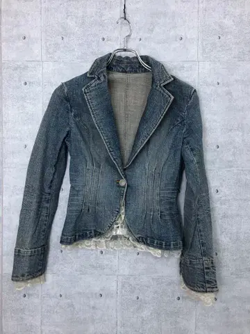 로맨틱 보헤미안 구제 의류 레이스 빈티지 스타일 데님 자켓