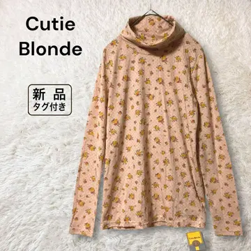 새상품 Cutie Blonde 긴팔 꽃무늬 터틀넥 티셔츠 코튼 혼방 M