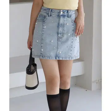 로얄 파티 디자인 데님 스커트