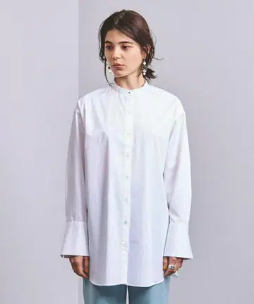 united arrows UWSC 밴드 카라 롱 셔츠