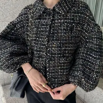 CLANE MIX TWEED PUFF SLEEVE JACKET