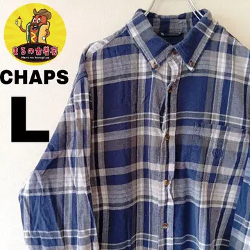 USA 구제 의류 CHAPS 플란넬 셔츠 L 네이비 그레이 체크