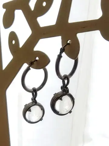 베네치안 유리 실버 후프 귀걸이