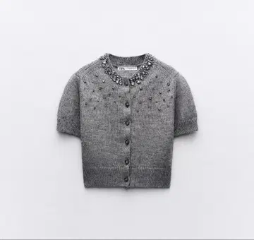 zara 큐빅 장식 그레이 반팔 니트 XS